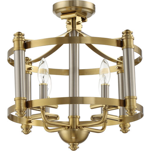 Stanza 4 Light 18 inch Brushed Polished Nickel / Satin Brass Semi Flush Ceiling Light