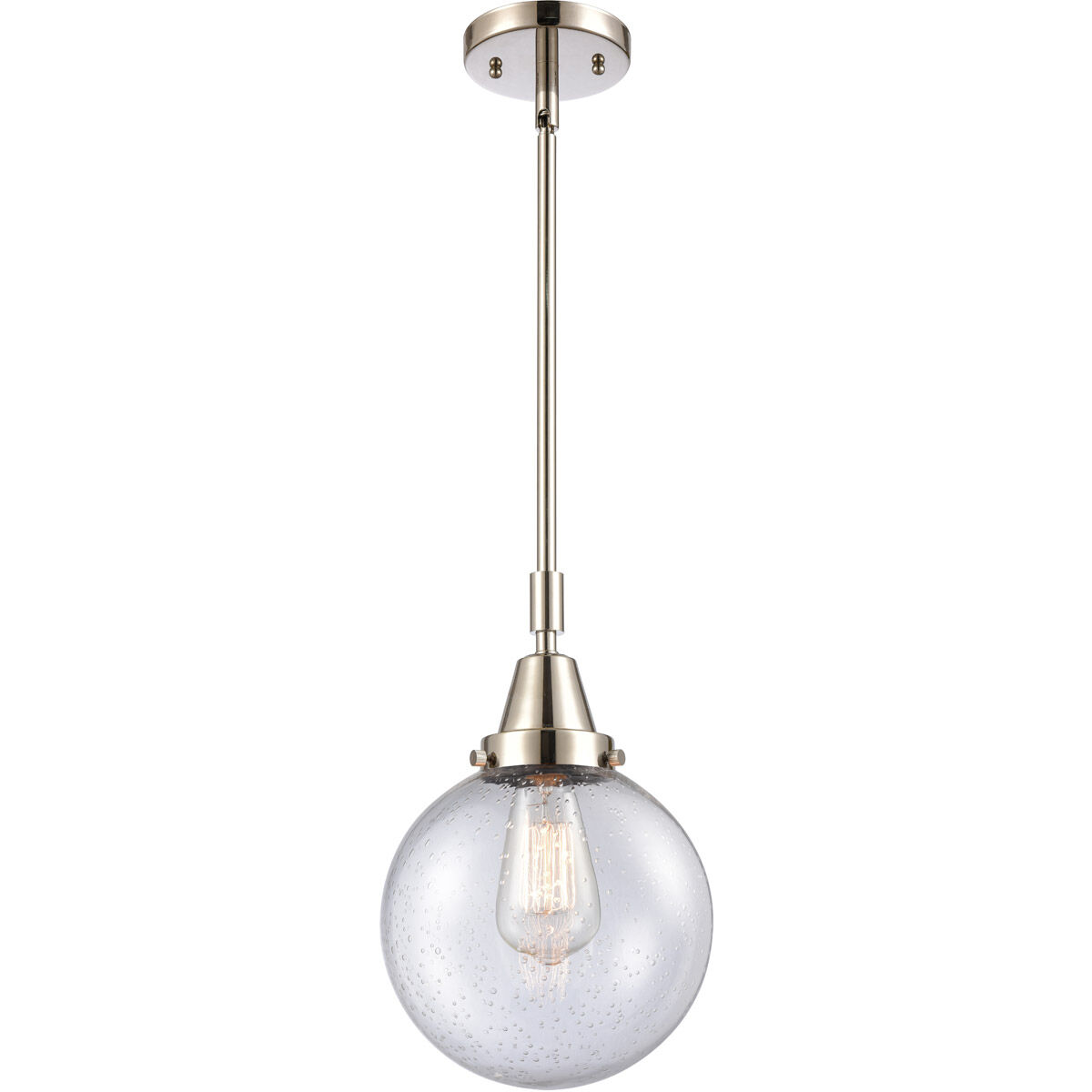 Franklin Restoration Beacon LED 8 inch Polished Nickel Mini Pendant Ceiling Light in Seedy Glass