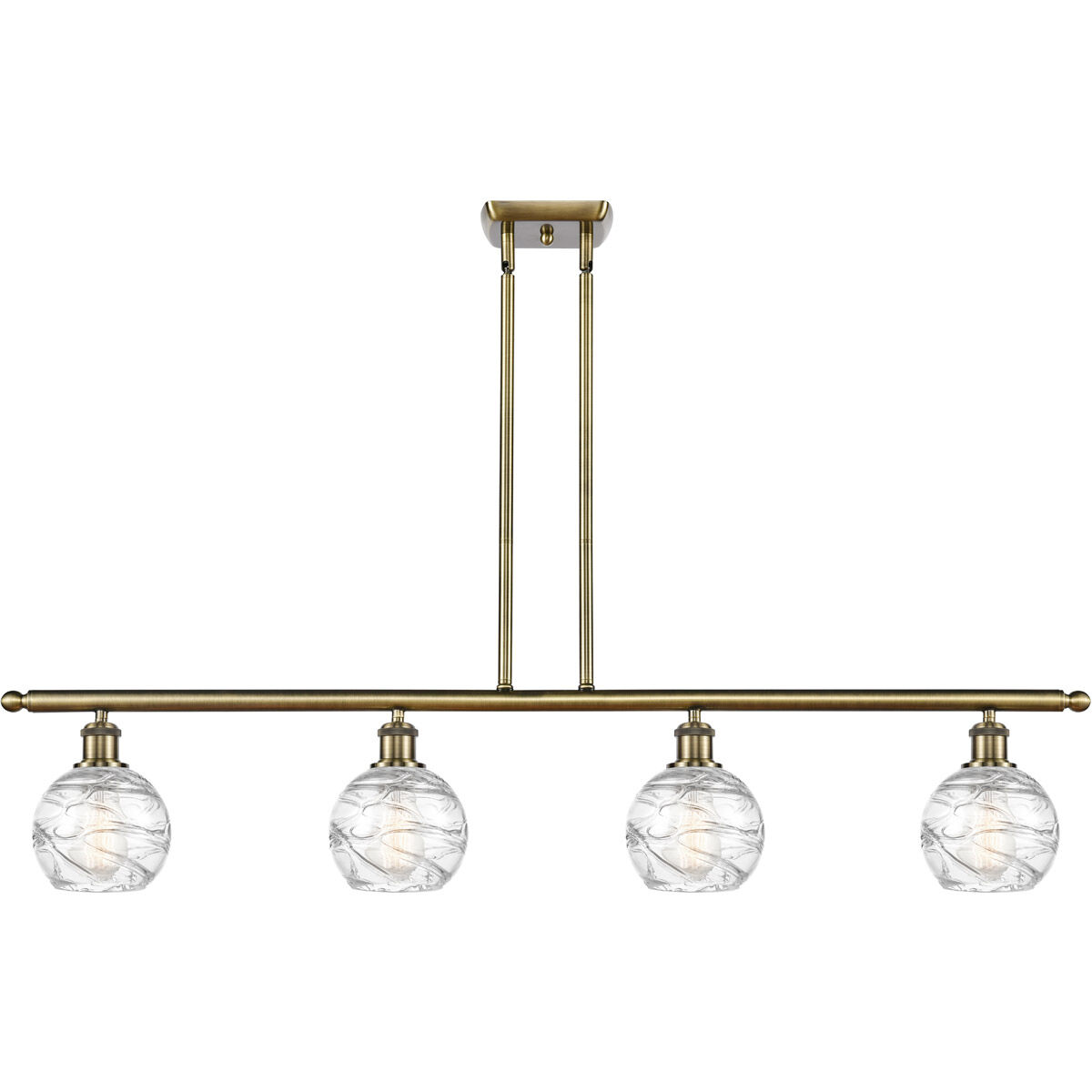 Ballston Small Deco Swirl 4 Light 46 inch Antique Brass Island Light Ceiling Light, Ballston