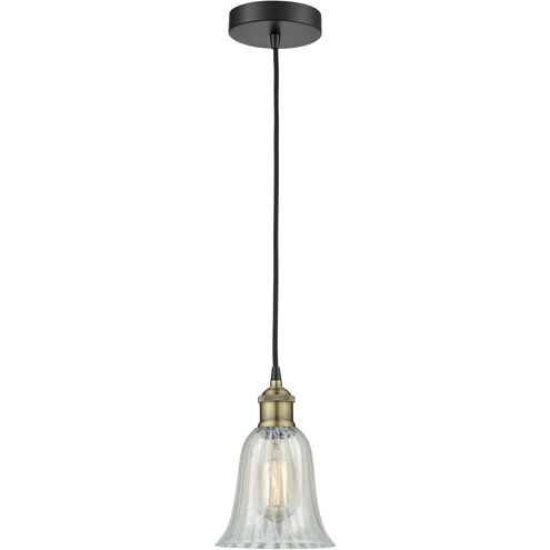 Hanover 1 Light 6.25 inch Black Antique Brass Mini Pendant Ceiling Light in Mouchette Glass
