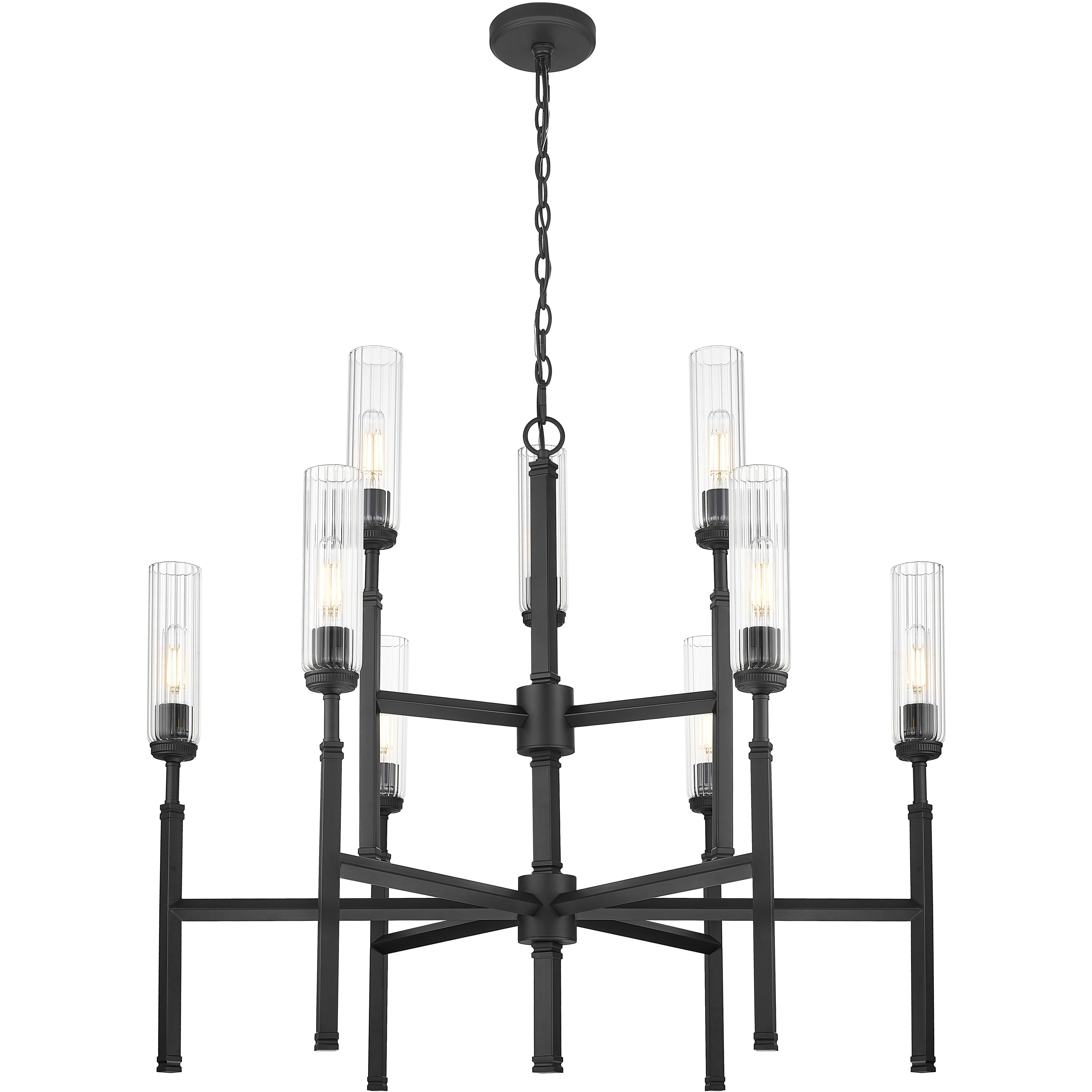 Esme 9 Light 38 inch Matte Black Chandelier Ceiling Light