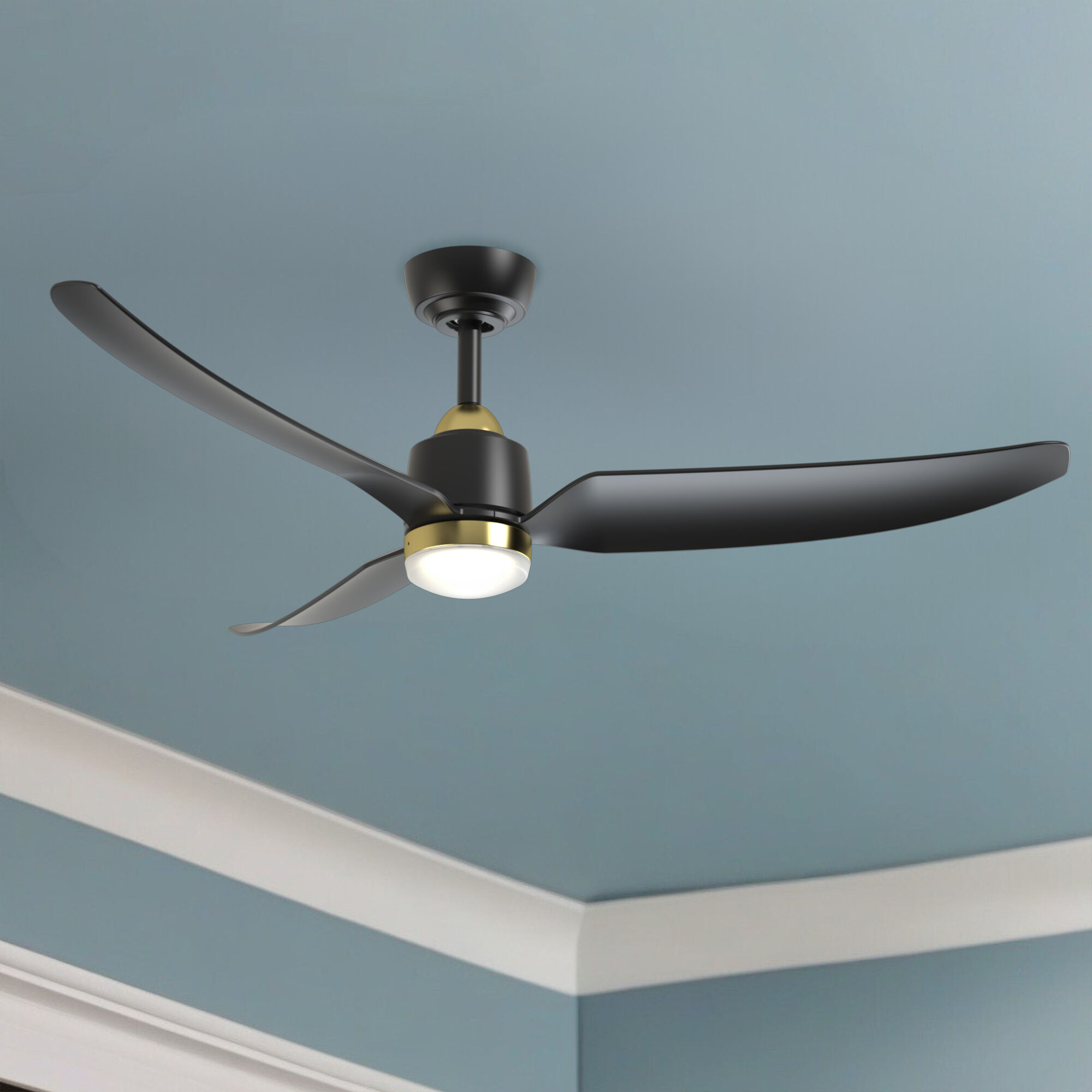 Hugo 52 inch Brushed Gold/Matte Black Ceiling Fan