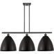 Ballston Plymouth Dome 3 Light 39 inch Antique Brass Island Light Ceiling Light in Matte Blue