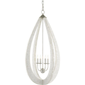 Arietta 4 Light 20 inch White/Pearl/Silver Leaf Chandelier Ceiling Light