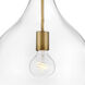 Ziggy 1 Light 12 inch Heritage Brass with Black Indoor Pendant Ceiling Light in Clear