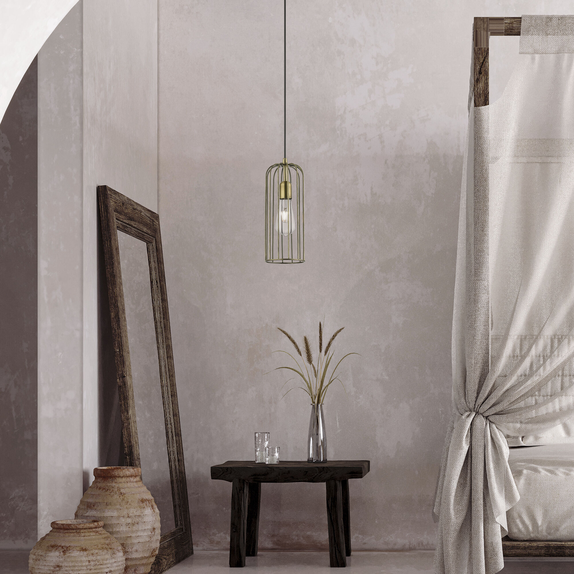 Glenbrook 1 Light 5 inch Antique Brass Pendant Ceiling Light