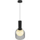 Juna 1 Light 7.9 inch Black and Volcanic Black Travertine Pendant Ceiling Light