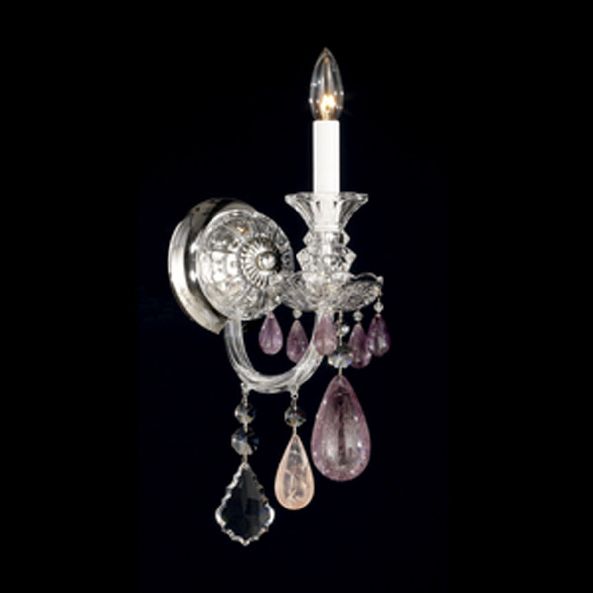 Hamilton Rock Crystal 1 Light 7.5 inch Silver Wall Sconce Wall Light in Amethyst