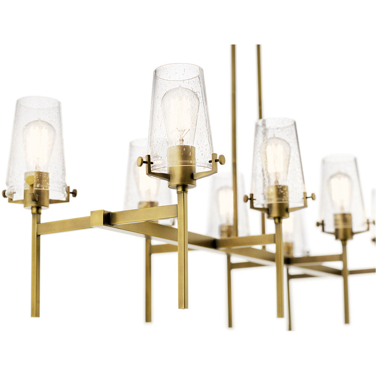 Alton 8 Light 17 inch Natural Brass Chandelier Linear Ceiling Light, Double