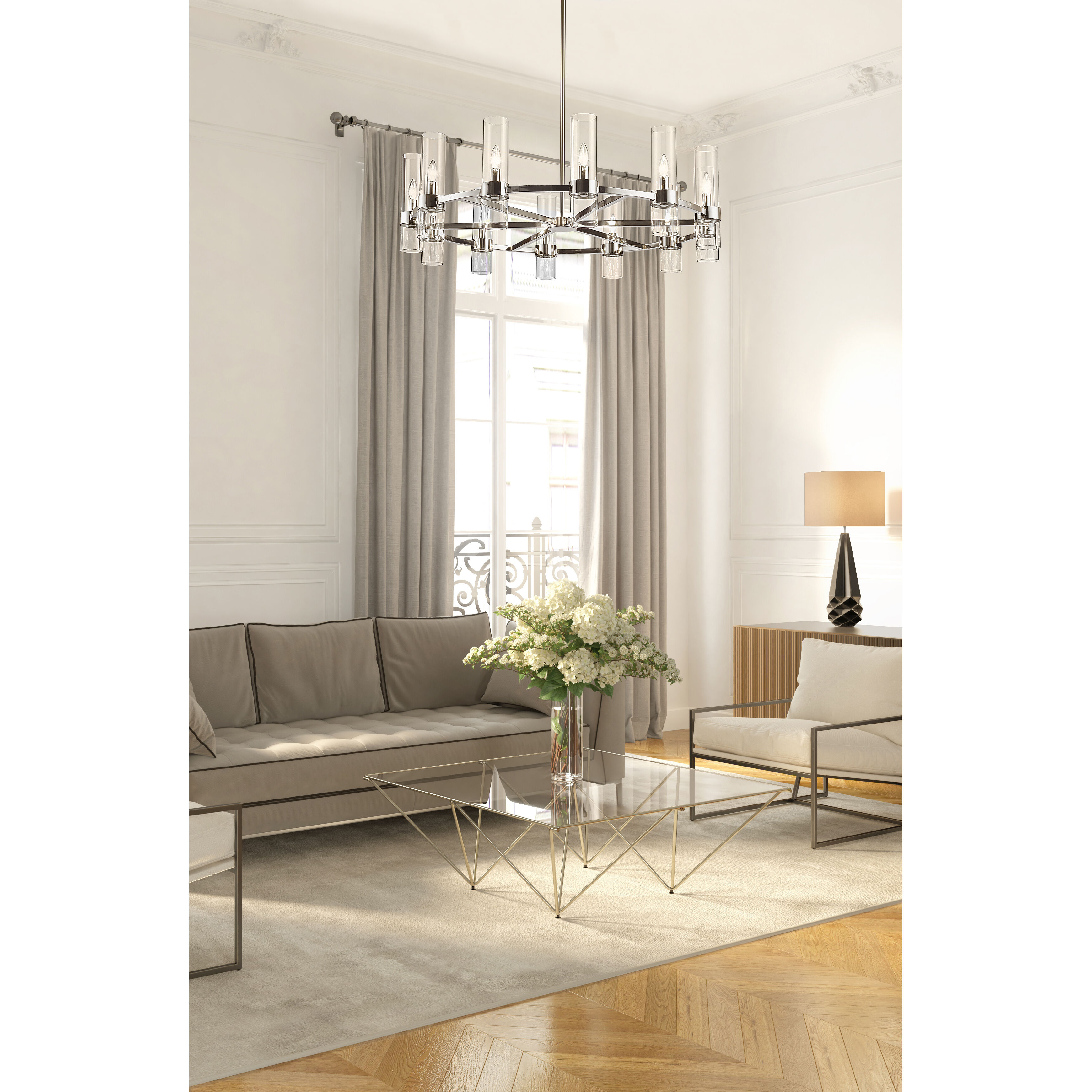 Datus 12 Light 43.5 inch Polished Nickel Chandelier Ceiling Light