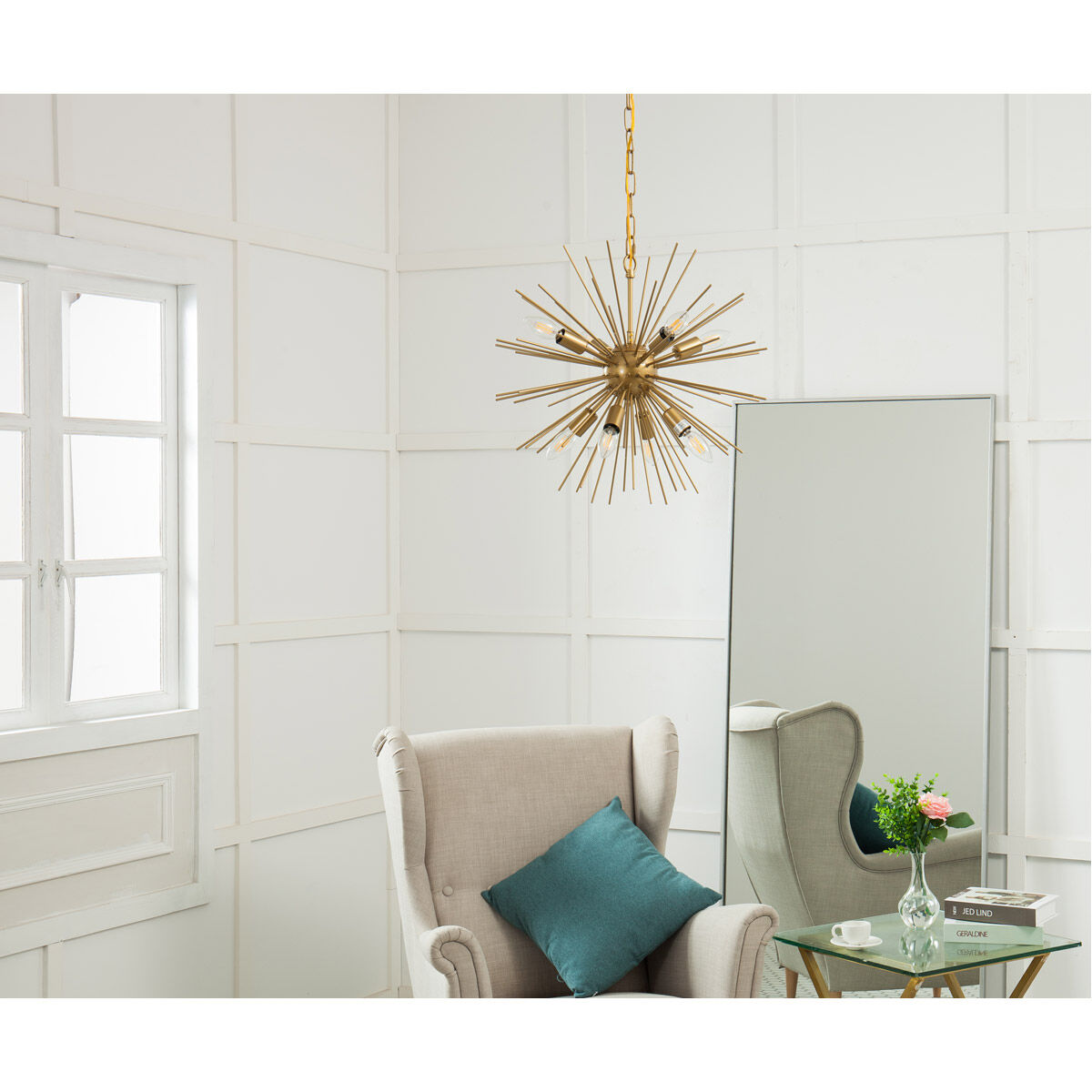 Timber 8 Light 20 inch Brass Pendant Ceiling Light