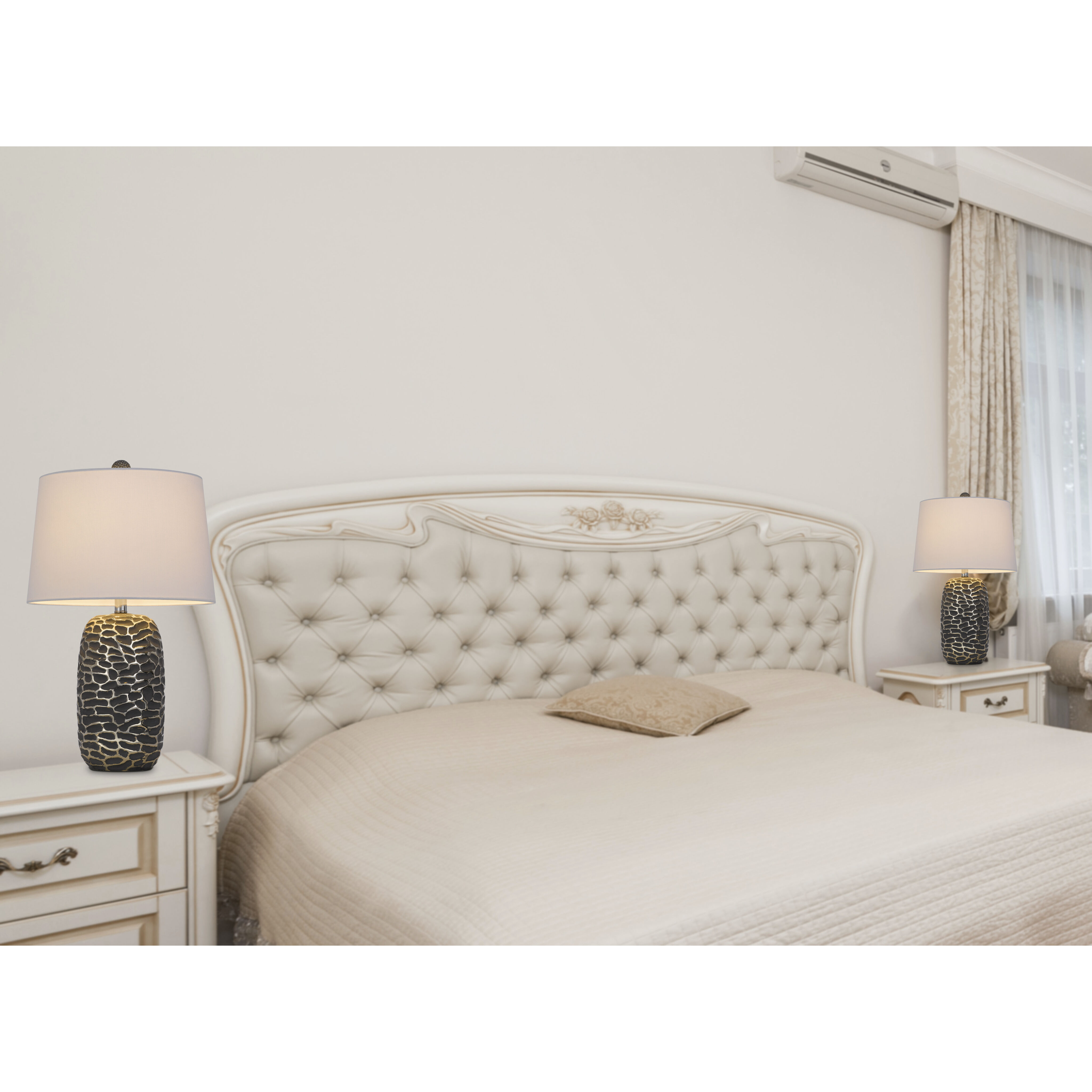 Menlo 25 inch 150.00 watt Ash Black and Antique Silver Lamp Set Portable Light