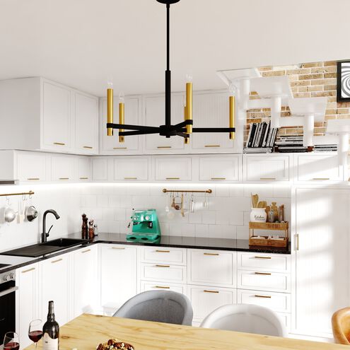 Damen LED 25 inch Matte Black and Natural Brass Chandelier Ceiling Light