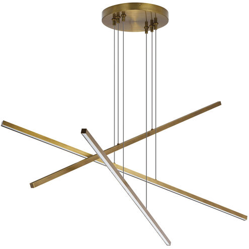Essence Trio LED 50 inch Aged Brass Linear Chandelier Ceiling Light, Integrated LED
