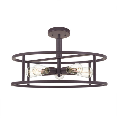New Harbor 5 Light 20 inch Western Bronze Semi-Flush Mount Ceiling Light