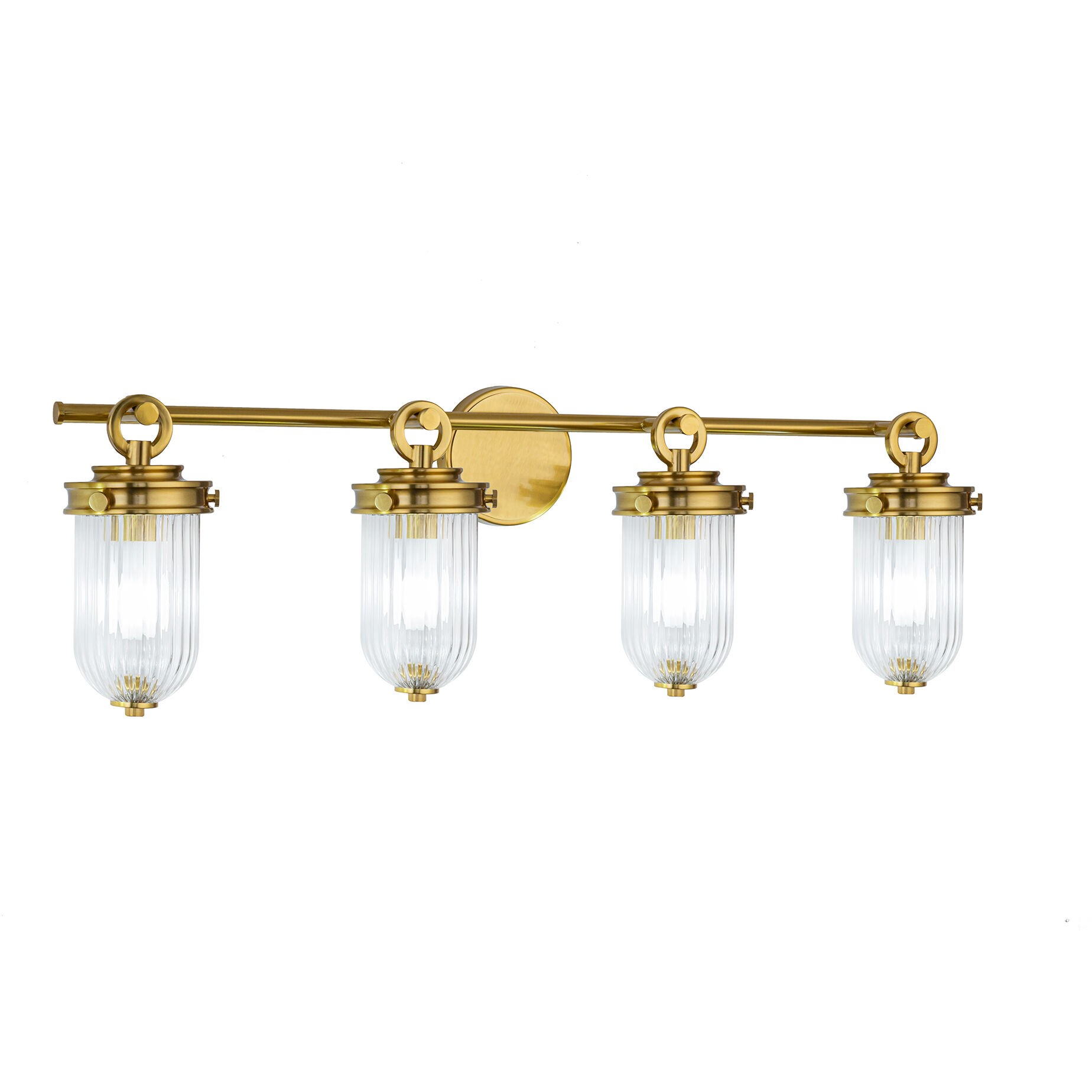 Myla 4 Light 33.75 inch Vintage Brass Bathroom Vanity Wall Light