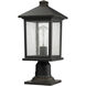 Portland 1 Light 18 inch Oil Rubbed Bronze Outdoor Pier Mounted Fixture in Clear Seedy Glass, 5.69