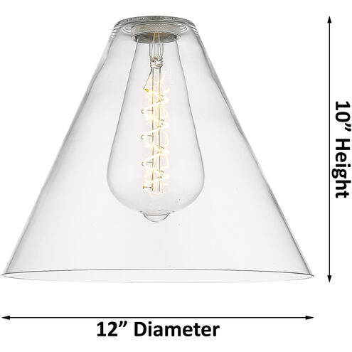 Crown Point 1 Light 12 inch Satin Nickel Flush Mount Ceiling Light in Seedy Glass