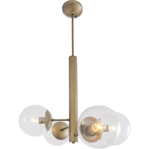 Mid-century 4 Light 28 inch Antique Brass Chandelier Ceiling Light