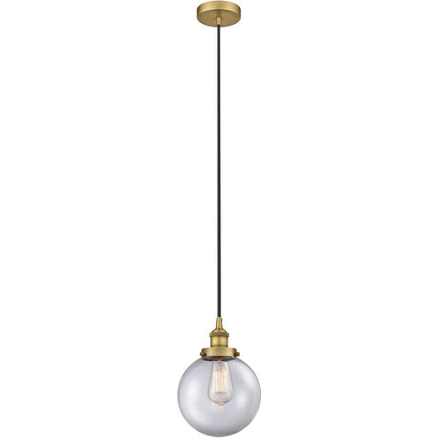 Edison Beacon 1 Light 8 inch Brushed Brass Mini Pendant Ceiling Light