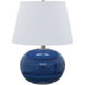 Scatchard 22 inch 100 watt Blue Gloss Table Lamp Portable Light