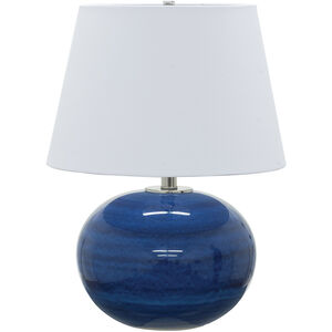 Scatchard 22 inch 100 watt Blue Gloss Table Lamp Portable Light