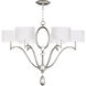Allegretto 6 Light 39 inch Silver Chandelier Ceiling Light in Silver Leaf, White Fabric
