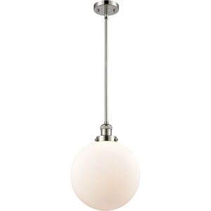 Franklin Restoration Beacon LED 12 inch Polished Nickel Mini Pendant Ceiling Light in Matte White, Franklin Restoration