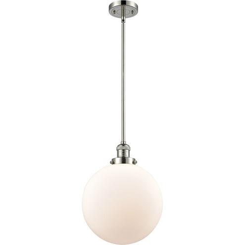 Franklin Restoration Beacon LED 12 inch Polished Nickel Mini Pendant Ceiling Light in Matte White, Franklin Restoration