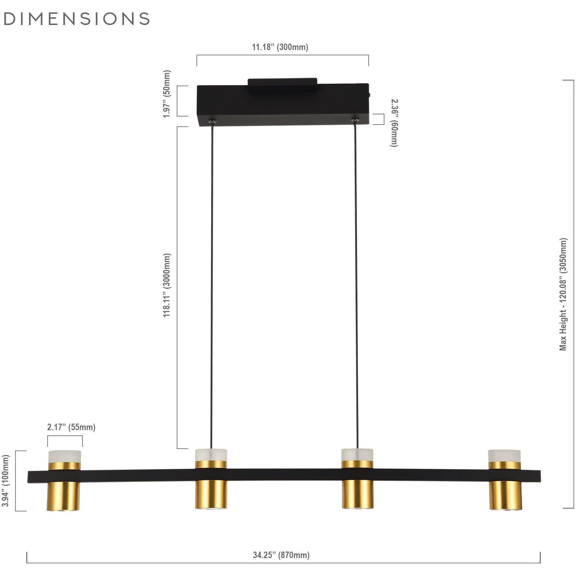 Ferro Series Linear Chandelier Ceiling Light, Artisan Collection