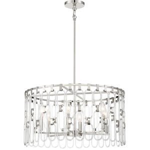 Charming 6 Light 24.13 inch Polished Nickel Pendant Ceiling Light