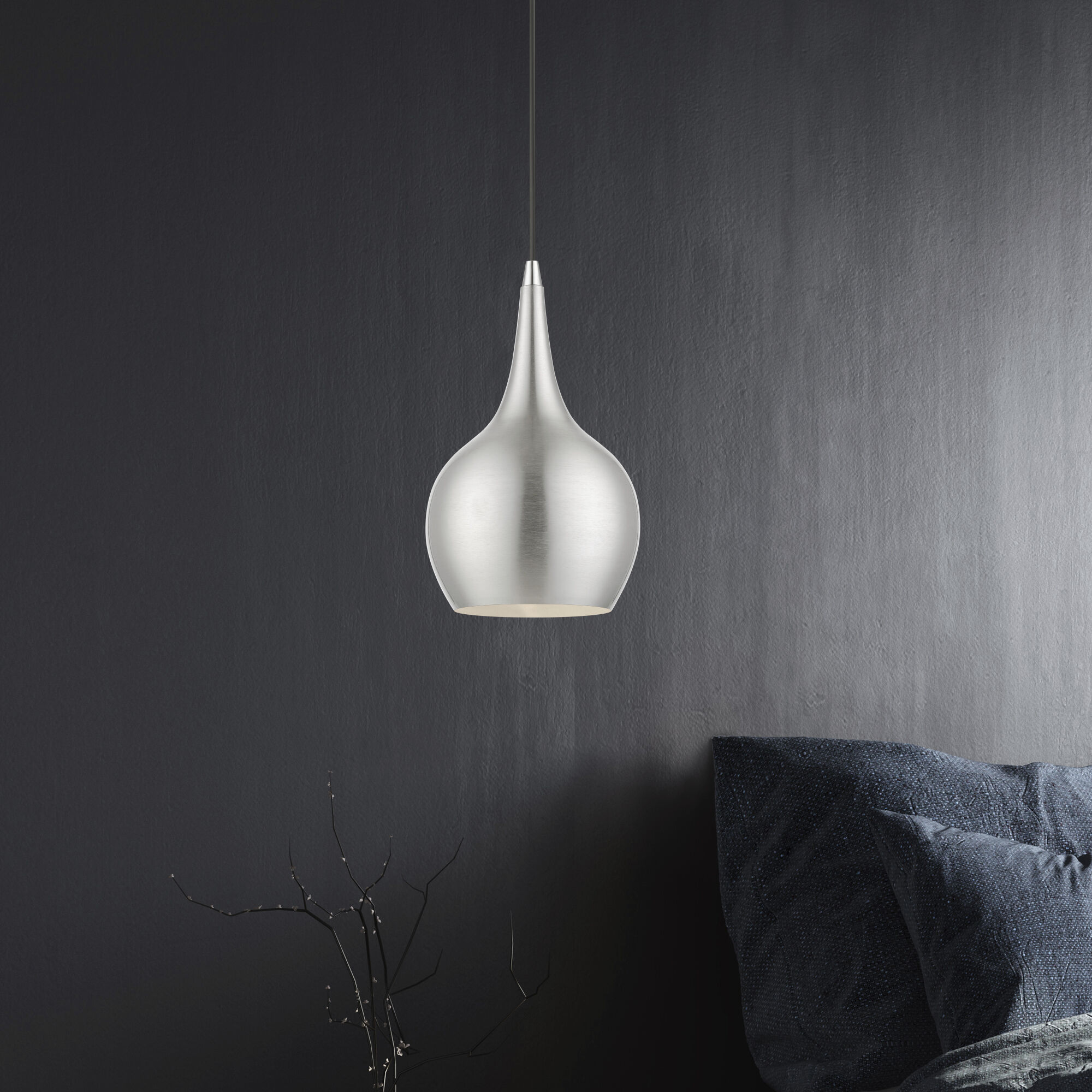 Andes 1 Light 8 inch Brushed Nickel with Polished Chrome Accents Mini Pendant Ceiling Light