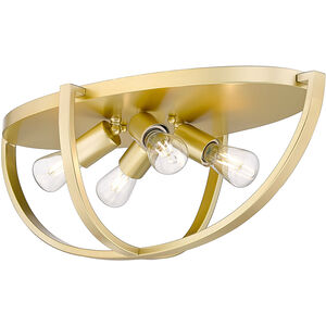 Colson 4 Light 23 inch Olympic Gold Flush Mount Ceiling Light in No Shade, Damp
