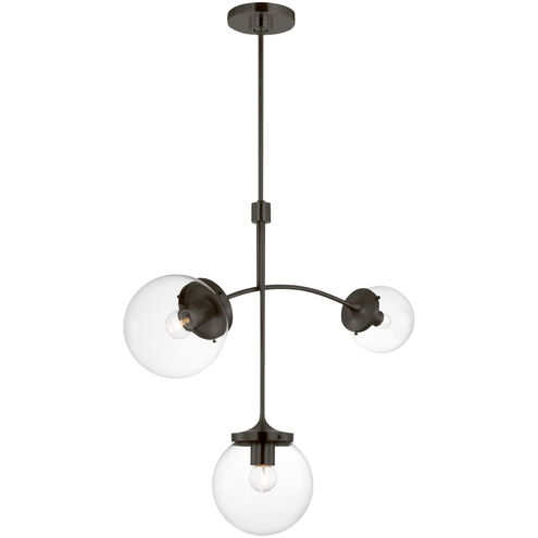 kate spade new york Prescott LED 27 inch Bronze Chandelier Ceiling Light in Clear Glass, Small