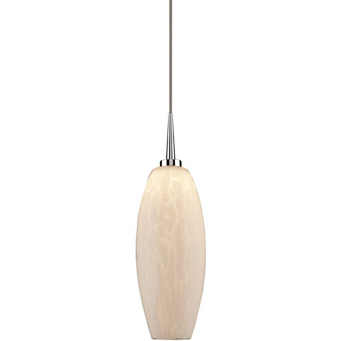 Ciro LED 3.6 inch Chrome Pendant Ceiling Light in White Glass