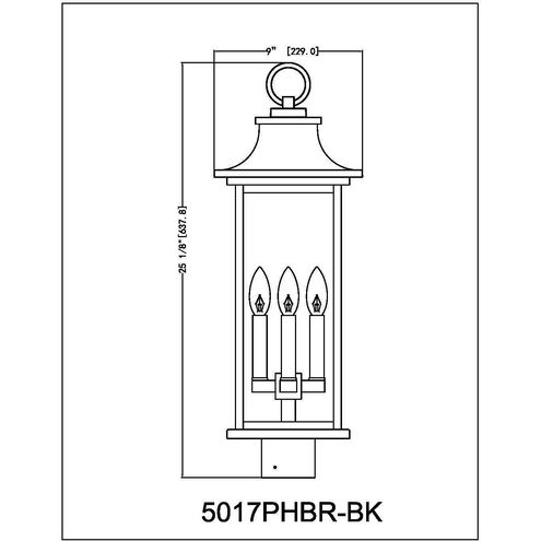 Tiberius 4 Light 25.25 inch Black Outdoor Post Mount Fixture in Clear Seedy Glass