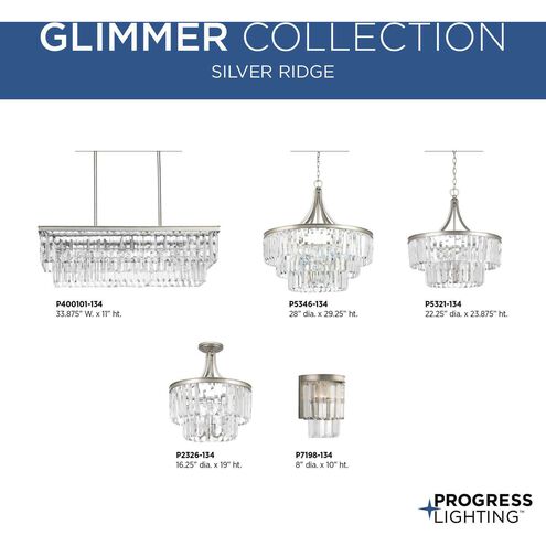 Glimmer 5 Light Silver Ridge Pendant Ceiling Light, Design Series