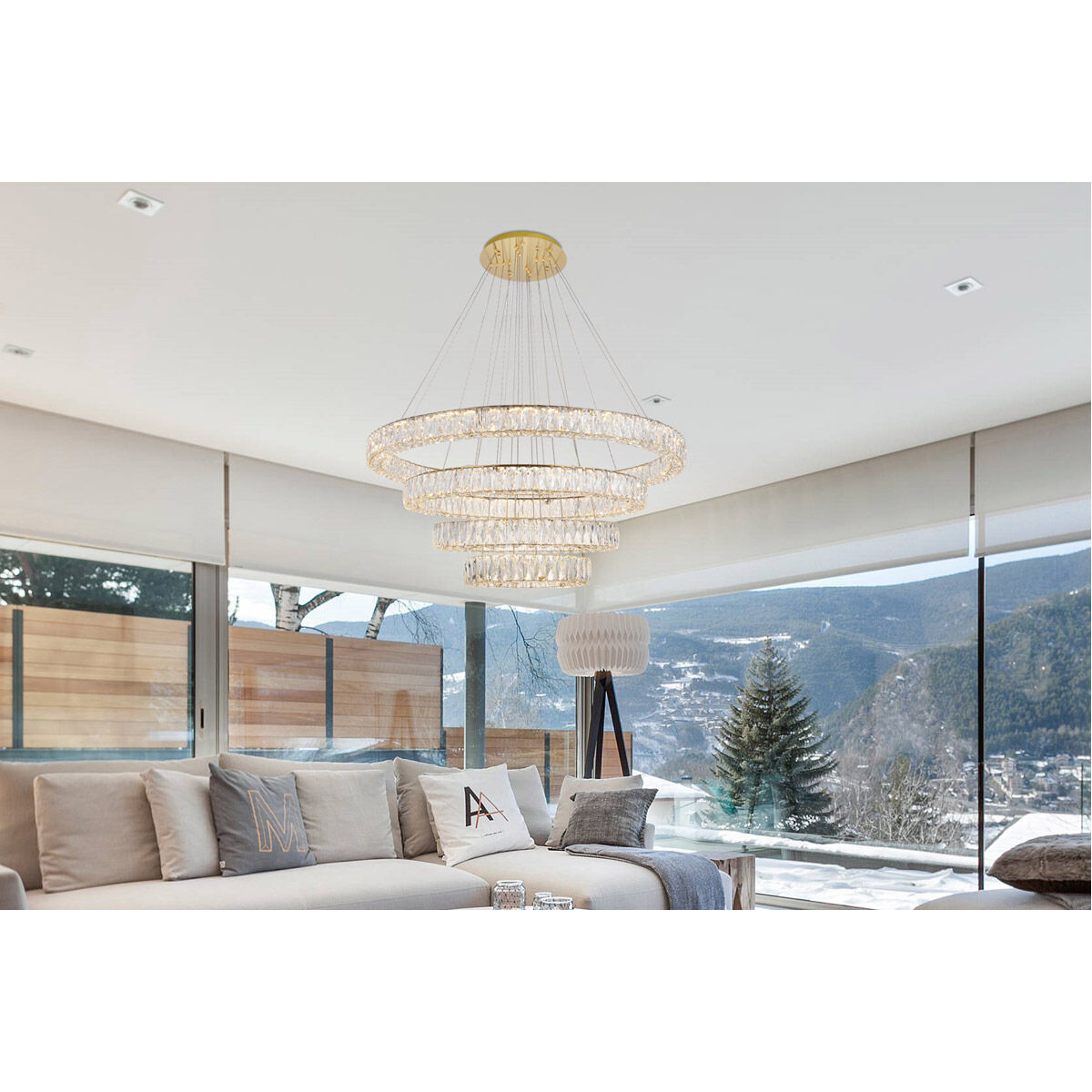 Monroe LED 42 inch Gold Chandelier Ceiling Light