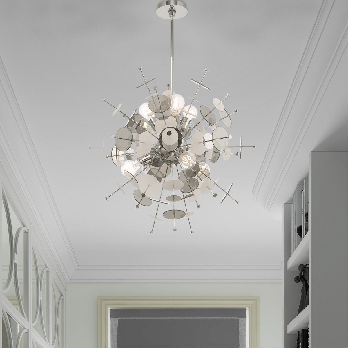 Circulo 6 Light 24 inch Polished Chrome Pendant Chandelier Ceiling Light