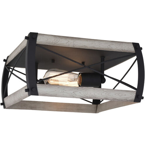 Montclare LED 13.5 inch Textured Black and White Ash Flush Mount Ceiling Light