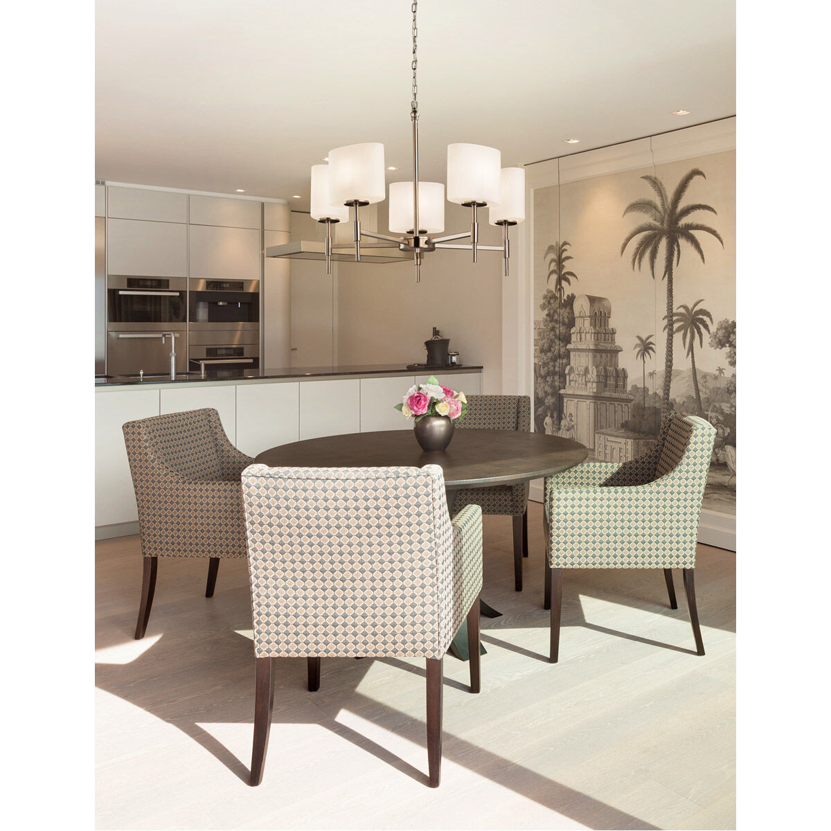 Fusion LED 23.5 inch Brushed Nickel Chandelier Ceiling Light in 3500 Lm LED, Oval, Opal Fusion