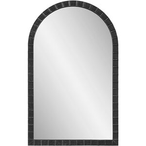 Dandridge 39 X 24 inch Distressed Matte Black with Silver Undertones Arch Wall Mirror