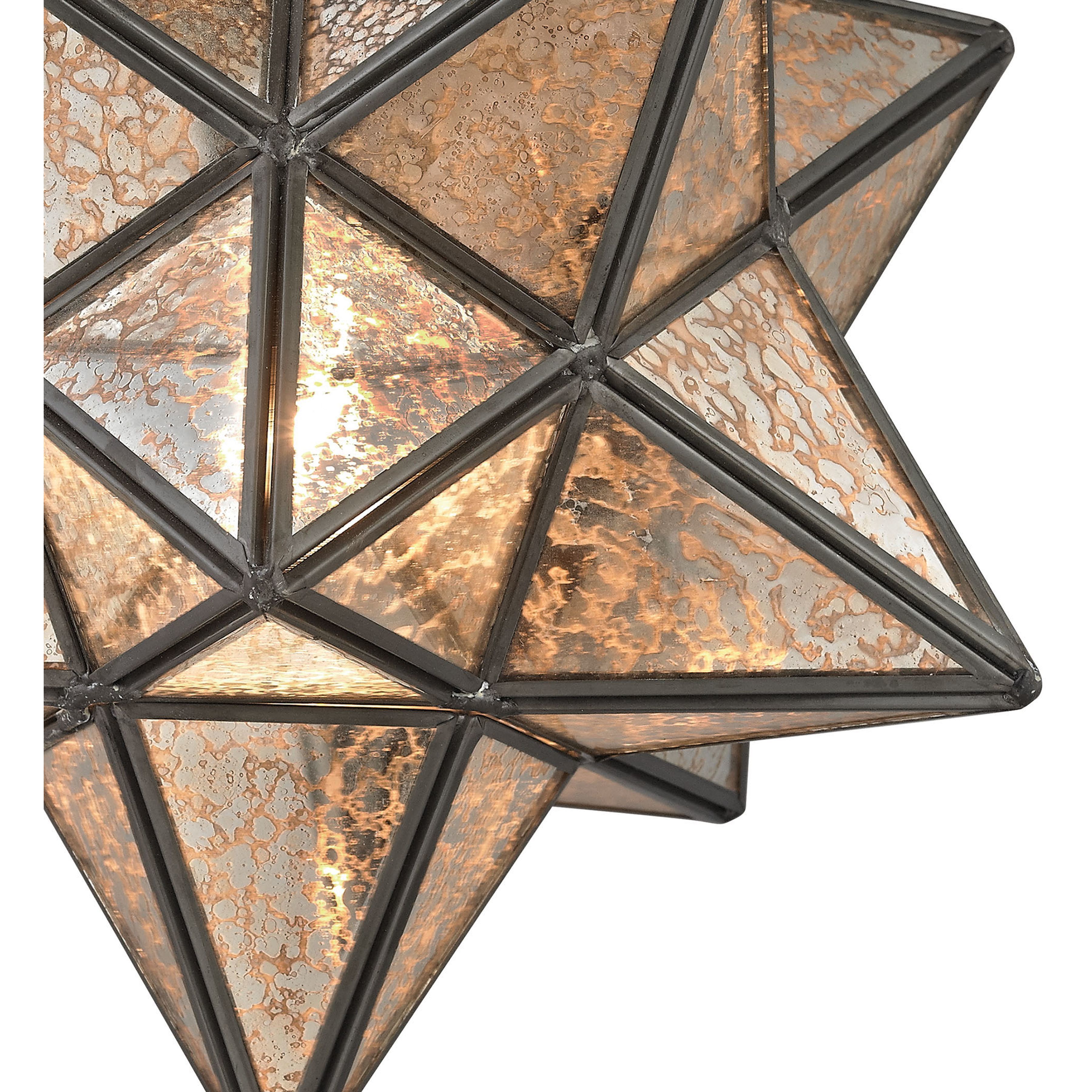 Moravian Star 1 Light 11 inch Oil Rubbed Bronze with Mercury Flush Mount Ceiling Light