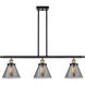 Ballston Large Cone 3 Light 36 inch Black Antique Brass Island Light Ceiling Light in Plated Smoke Glass