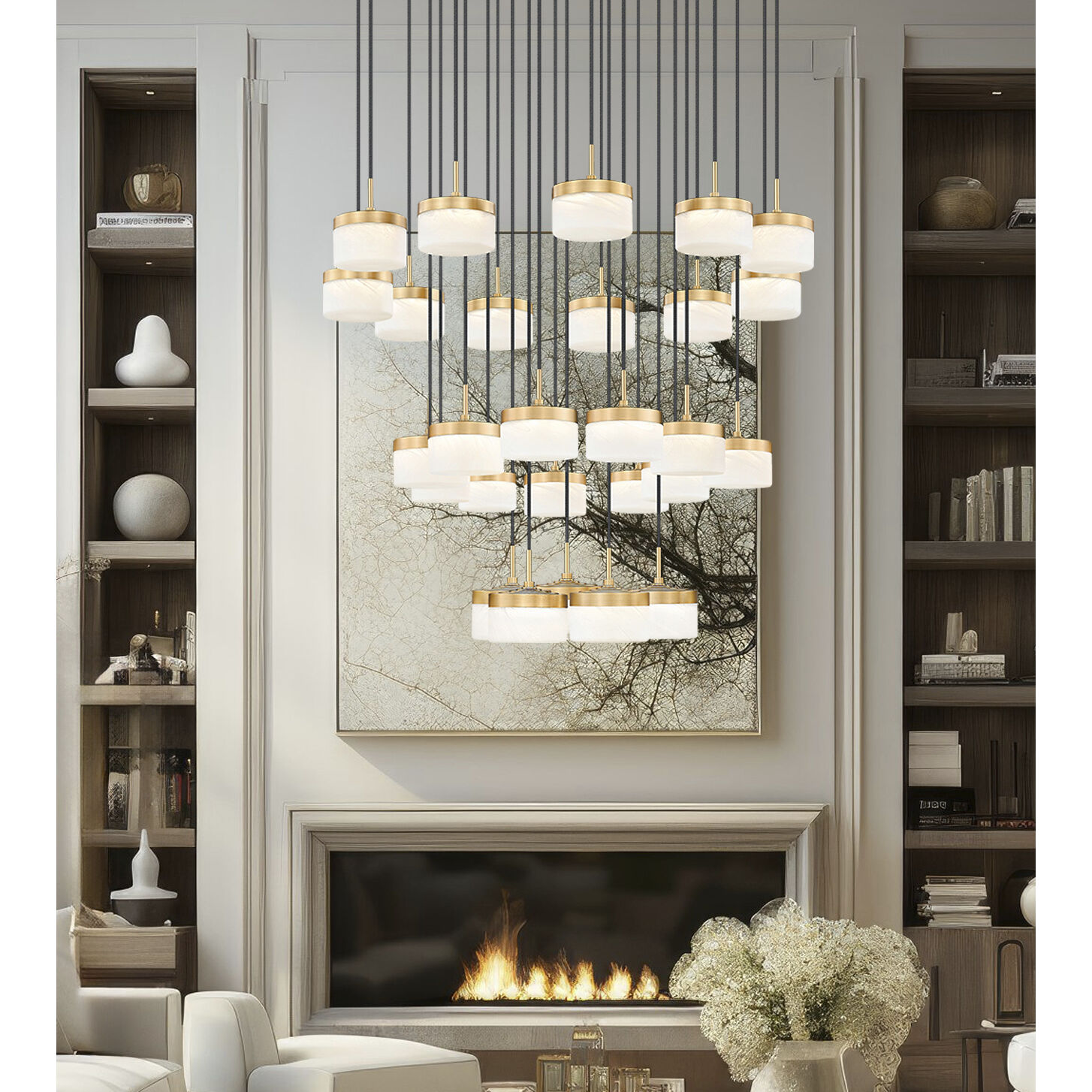 Renaud LED 40.75 inch Modern Gold Chandelier Ceiling Light