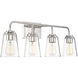 Transitional 4 Light 32 inch Polished Nickel Bathroom Vanity Light Wall Light