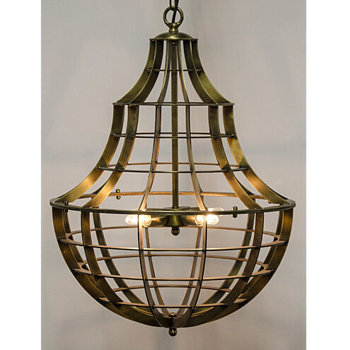 Ribcage 4 Light 20 inch Antique Brass Chandelier Ceiling Light