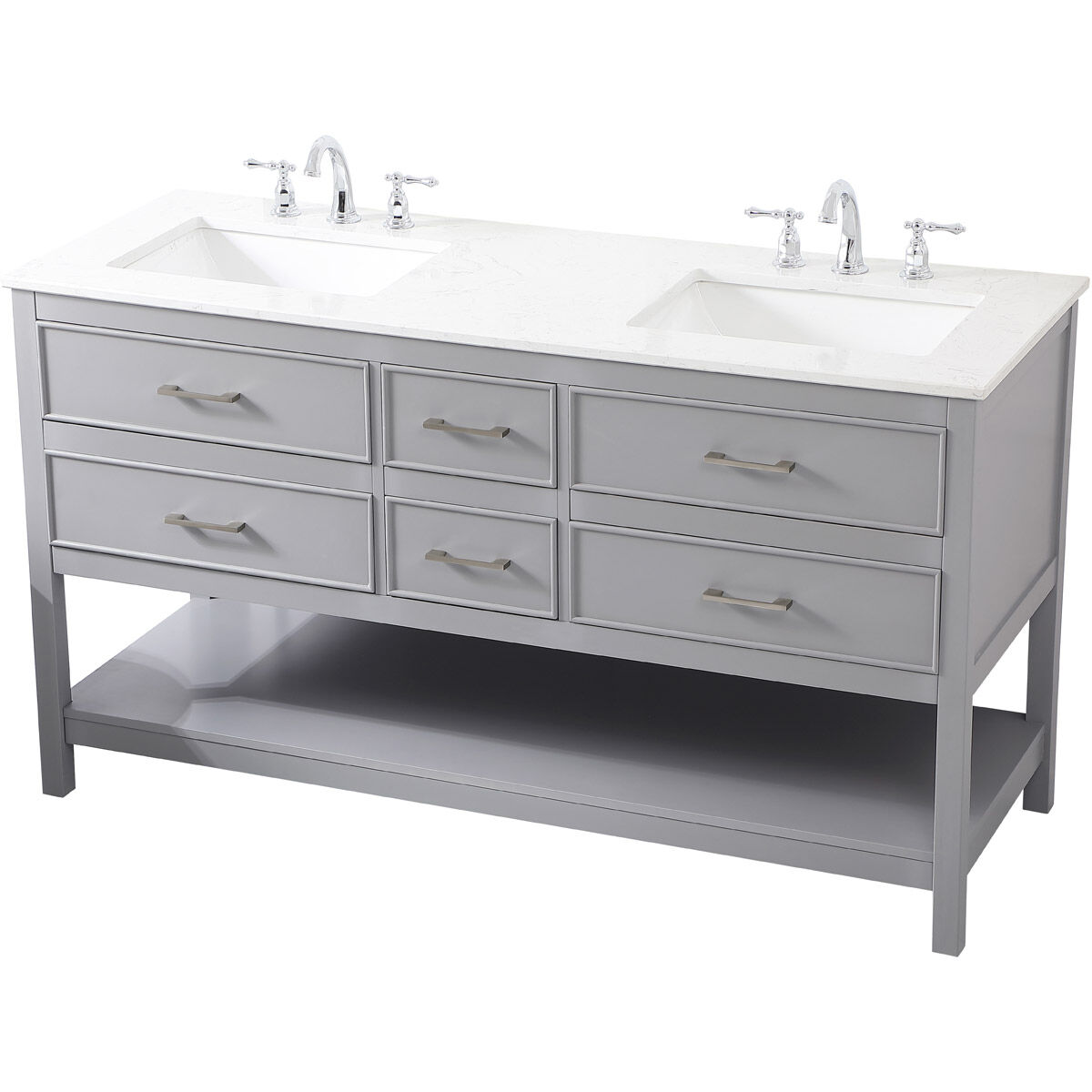 Sinclaire 60 X 22 X 34 inch Gray Vanity Sink Set