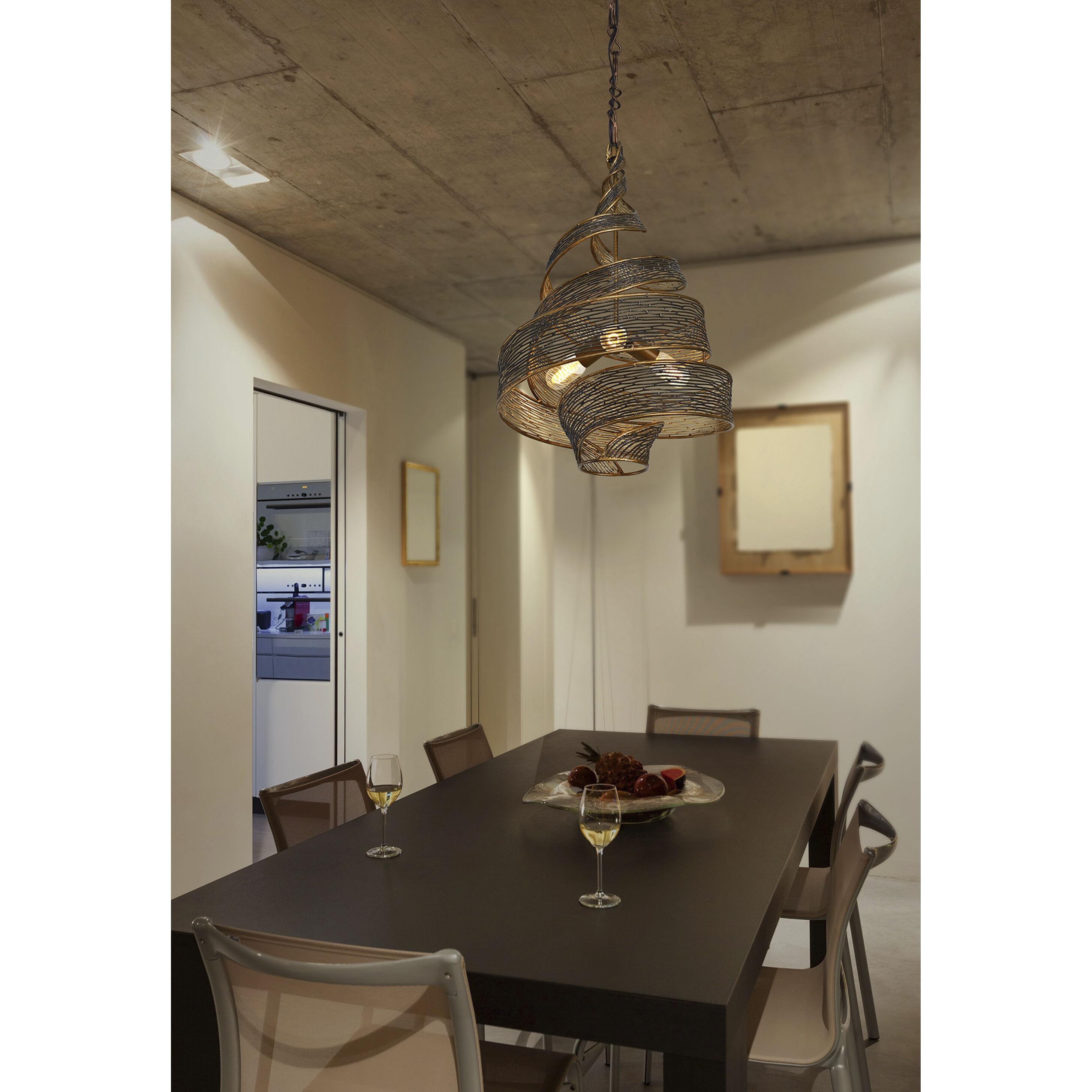 Flow 3 Light 18 inch Hammered Ore Pendant Ceiling Light