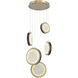 Iris LED 20 inch Gilded Brass with Dark Oak Multi-Pendant Ceiling Light in 2700K LED